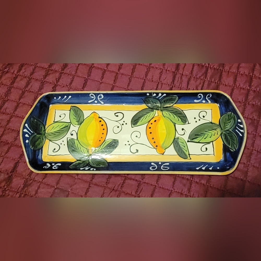 Lemon Themed Ceramic Serving Tray Ftom Nove Italy